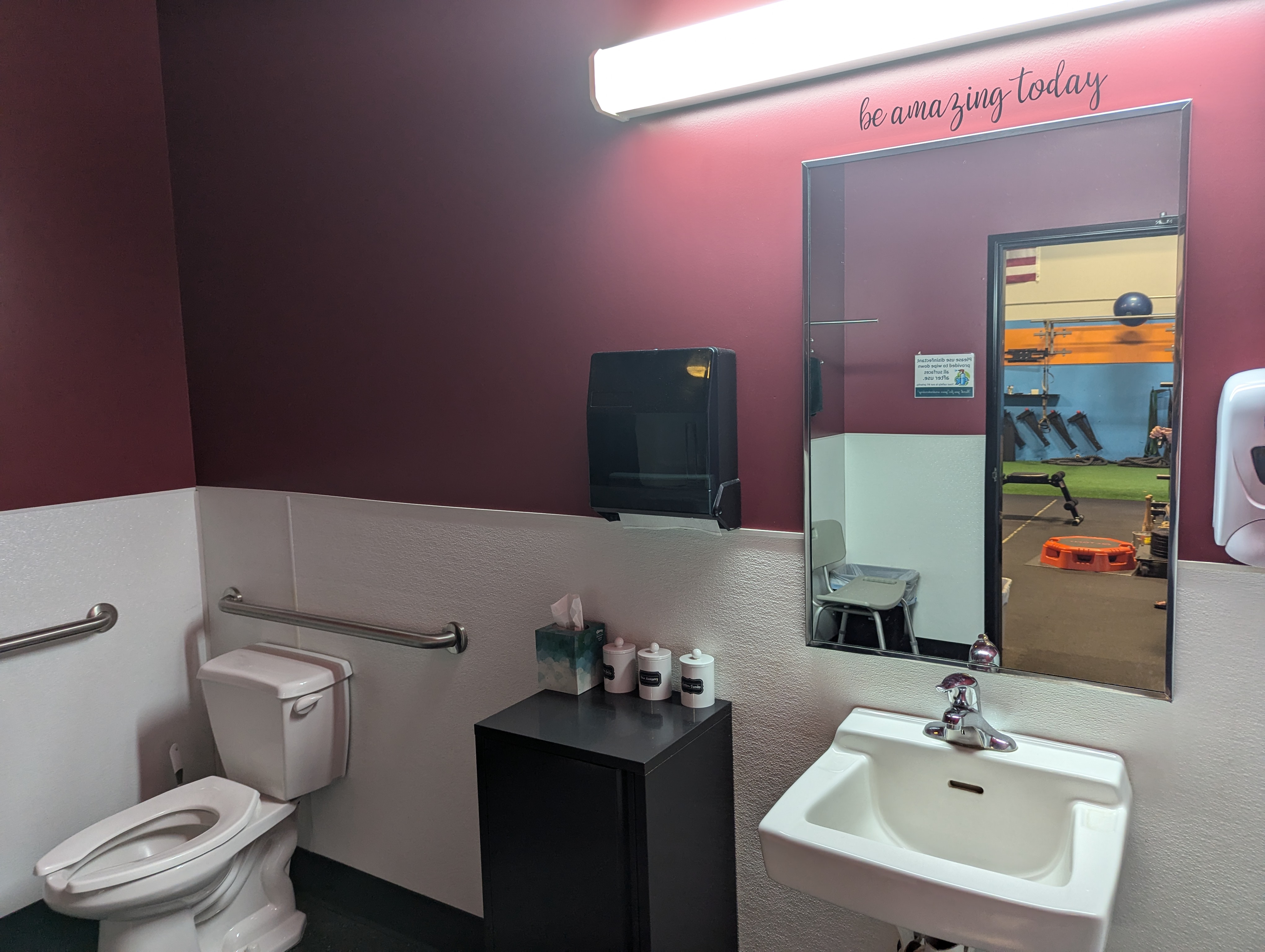 An image of the inside of a bathroom at Movement Revolution